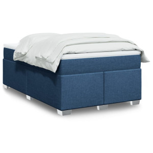 vidaXL Boxspring met matras stof blauw 120x190 cm