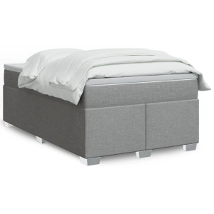 vidaXL Boxspring met matras stof lichtgrijs 120x200 cm