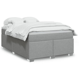 vidaXL Boxspring met matras stof lichtgrijs 140x190 cm