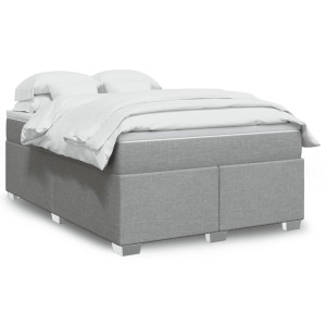 vidaXL Boxspring met matras stof lichtgrijs 140x190 cm