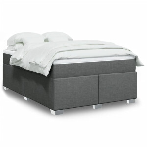vidaXL Boxspring met matras stof donkergrijs 140x190 cm