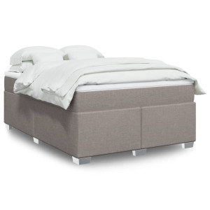 vidaXL Boxspring met matras stof taupe 140x190 cm