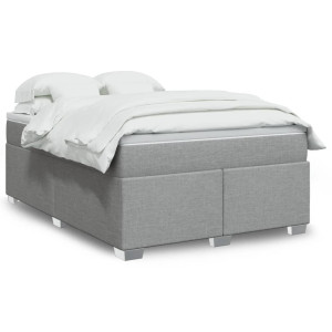 vidaXL Boxspring met matras stof lichtgrijs 140x200 cm