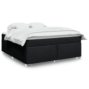 vidaXL Boxspring met matras stof zwart 180x200 cm