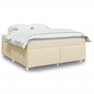 vidaXL Boxspring met matras stof crèmekleurig 180x200 cm