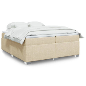 vidaXL Boxspring met matras stof crèmekleurig 200x200 cm