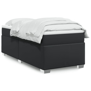 vidaXL Boxspring met matras kunstleer zwart 100x200 cm