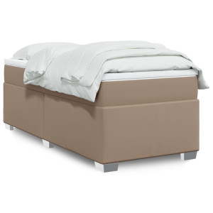 vidaXL Boxspring met matras kunstleer cappuccinokleurig 100x200 cm