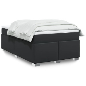 vidaXL Boxspring met matras kunstleer zwart 120x200 cm