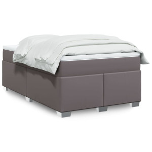 vidaXL Boxspring met matras kunstleer grijs 120x200 cm