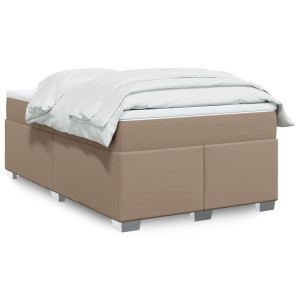 vidaXL Boxspring met matras kunstleer cappuccinokleurig 120x200 cm