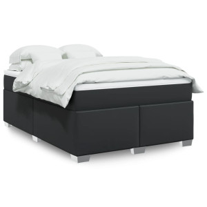 vidaXL Boxspring met matras kunstleer zwart 160x200 cm