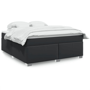 vidaXL Boxspring met matras kunstleer zwart 180x200 cm