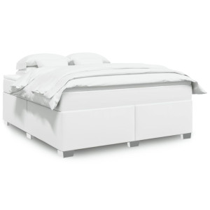 vidaXL Boxspring met matras kunstleer wit 180x200 cm