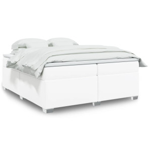 vidaXL Boxspring met matras kunstleer wit 200x200 cm