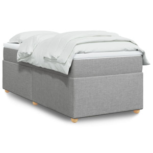 vidaXL Boxspring met matras stof lichtgrijs 90x200 cm