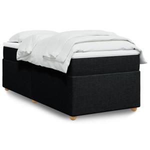 vidaXL Boxspring met matras stof zwart 90x200 cm