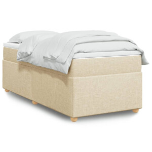 vidaXL Boxspring met matras stof crèmekleurig 90x200 cm