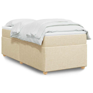 vidaXL Boxspring met matras stof crèmekleurig 100x200 cm