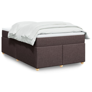 vidaXL Boxspring met matras stof donkerbruin 120x200 cm