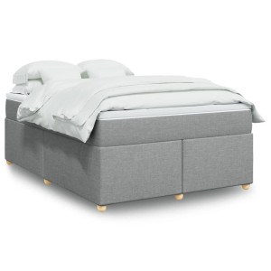 vidaXL Boxspring met matras stof lichtgrijs 140x190 cm
