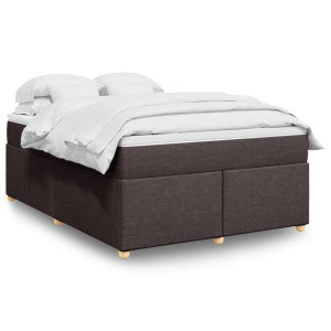 vidaXL Boxspring met matras stof donkerbruin 140x190 cm