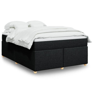 vidaXL Boxspring met matras stof zwart 140x200 cm