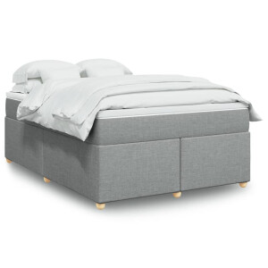 vidaXL Boxspring met matras stof lichtgrijs 160x200 cm