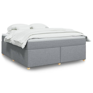 vidaXL Boxspring met matras stof lichtgrijs 180x200 cm