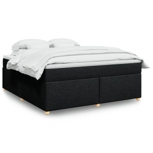 vidaXL Boxspring met matras stof zwart 180x200 cm