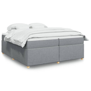 vidaXL Boxspring met matras stof lichtgrijs 200x200 cm