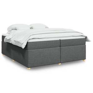 vidaXL Boxspring met matras stof donkergrijs 200x200 cm