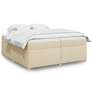 vidaXL Boxspring met matras stof crèmekleurig 200x200 cm