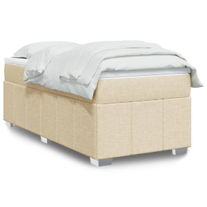 vidaXL Boxspring met matras stof crèmekleurig 100x200 cm