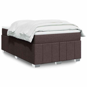 vidaXL Boxspring met matras stof donkerbruin 120x200 cm