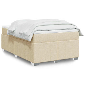 vidaXL Boxspring met matras stof crèmekleurig 120x200 cm