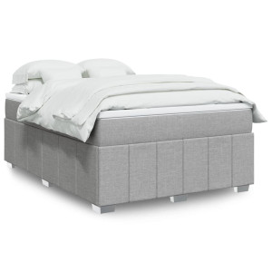 vidaXL Boxspring met matras stof lichtgrijs 140x190 cm