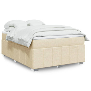 vidaXL Boxspring met matras stof crèmekleurig 140x190 cm