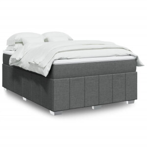 vidaXL Boxspring met matras stof donkergrijs 160x200 cm