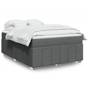 vidaXL Boxspring met matras stof donkergrijs 160x200 cm