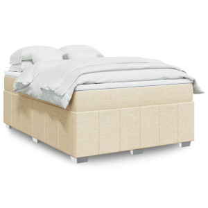 vidaXL Boxspring met matras stof crèmekleurig 160x200 cm