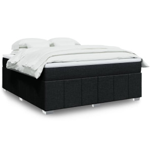 vidaXL Boxspring met matras stof zwart 180x200 cm