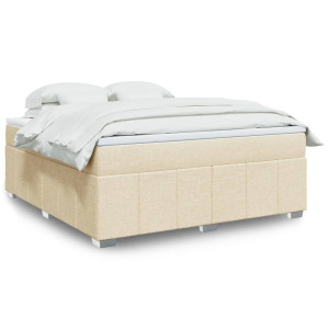 vidaXL Boxspring met matras stof crèmekleurig 180x200 cm