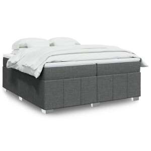 vidaXL Boxspring met matras stof donkergrijs 200x200 cm