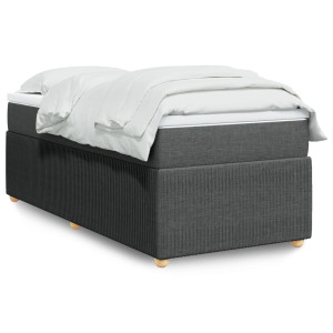 vidaXL Boxspring met matras stof donkergrijs 90x200 cm