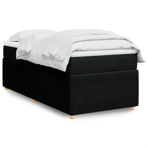 vidaXL Boxspring met matras stof zwart 90x200 cm