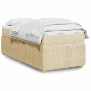 vidaXL Boxspring met matras stof crèmekleurig 90x200 cm
