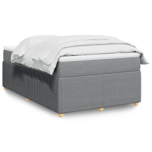 vidaXL Boxspring met matras stof lichtgrijs 120x200 cm