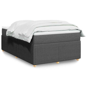 vidaXL Boxspring met matras stof donkergrijs 120x200 cm