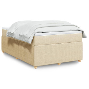 vidaXL Boxspring met matras stof crèmekleurig 120x200 cm